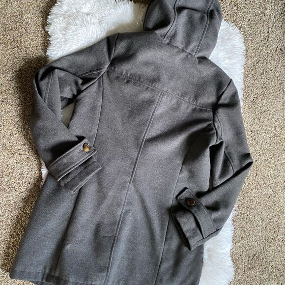 Old Navy Toggle Winter Coat Faux Fur Hooded Gray Size Small - Picture 2 of 11
